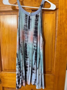 Lovely Melody Blue & Mint Tie-Dye Sleeveless Dress